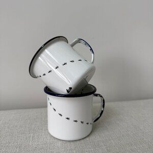 Vintage Rare Bagatelle Picnic Ants Enamel Mugs (Set of 2)